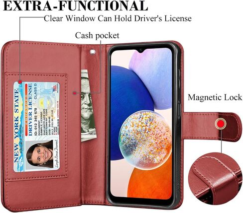 Takfox Galaxy A14 5G Case, Galaxy A14 5G Phone Case Wallet, PU Leather Credit Card Holder Slots Folio Flip Detachable Magnetic Cover Kickstand & Carrying Strap for Samsung A14 5G-Marble in Saudi Arabia