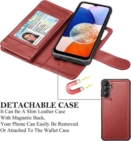 Takfox Galaxy A14 5G Case, Galaxy A14 5G Phone Case Wallet, PU Leather Credit Card Holder Slots Folio Flip Detachable Magnetic Cover Kickstand & Carrying Strap for Samsung A14 5G-Marble in Saudi Arabia