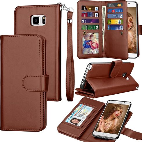 Tekcoo Compatible for Galaxy Note 5 Wallet Case/Samsung Galaxy Note 5 PU Leather Case, Luxury Cash Credit Card Slots Holder Carrying Flip Cover [Detachable Magnetic Hard Case] & Kickstand -Rose Gold in Saudi Arabia