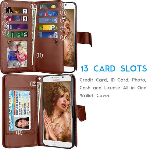 Tekcoo Compatible for Galaxy Note 5 Wallet Case/Samsung Galaxy Note 5 PU Leather Case, Luxury Cash Credit Card Slots Holder Carrying Flip Cover [Detachable Magnetic Hard Case] & Kickstand -Rose Gold in Saudi Arabia
