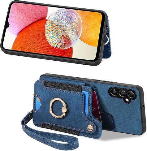 for Samsung Galaxy A35 5G Case with Card Holder for Woman Man,PU Leather Flip Folio Wallet Case,RFID Blocking Ring Holder Kickstand Wrist Strap Magnetic Protective Cover for Galaxy A35 5G Green in Saudi Arabia