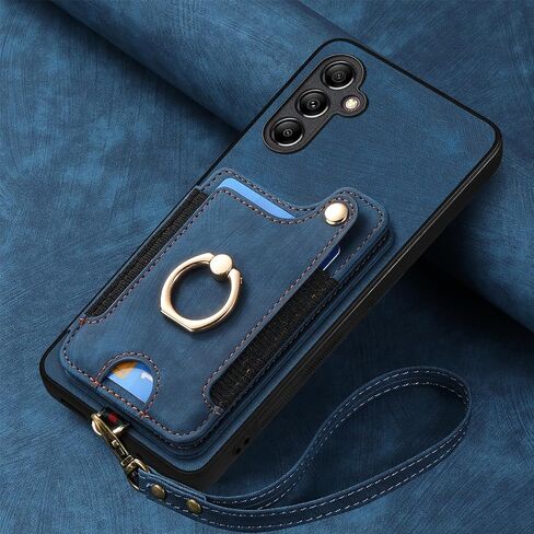 for Samsung Galaxy A35 5G Case with Card Holder for Woman Man,PU Leather Flip Folio Wallet Case,RFID Blocking Ring Holder Kickstand Wrist Strap Magnetic Protective Cover for Galaxy A35 5G Green in Saudi Arabia