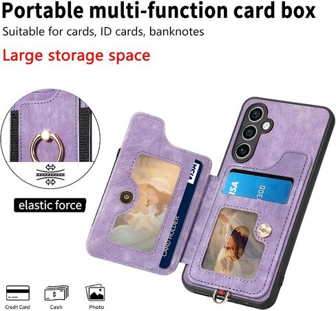 for Samsung Galaxy A35 5G Case with Card Holder for Woman Man,PU Leather Flip Folio Wallet Case,RFID Blocking Ring Holder Kickstand Wrist Strap Magnetic Protective Cover for Galaxy A35 5G Green in Saudi Arabia