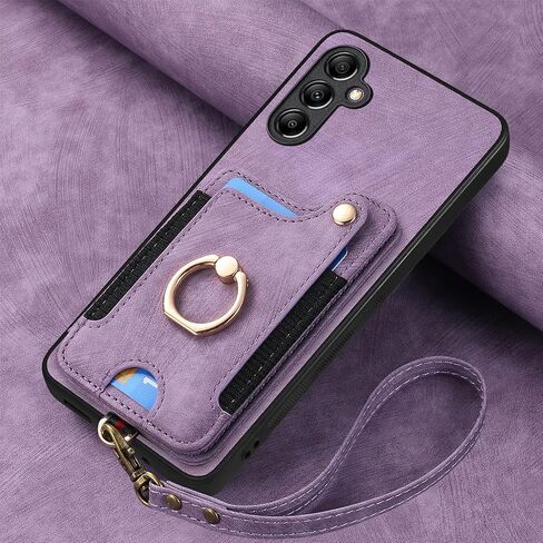 for Samsung Galaxy A35 5G Case with Card Holder for Woman Man,PU Leather Flip Folio Wallet Case,RFID Blocking Ring Holder Kickstand Wrist Strap Magnetic Protective Cover for Galaxy A35 5G Green in Saudi Arabia