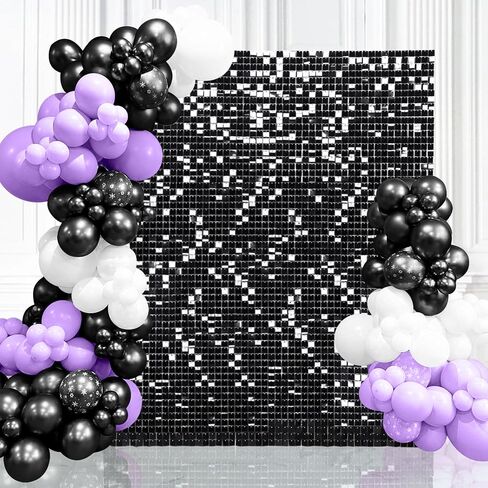 Shimmer Wall Backdrop Black Halloween Sequin Wall Backdrop 3FTx4FT Sparkle Backdrop for Anniversary Disco Birthday Decorations in Saudi Arabia