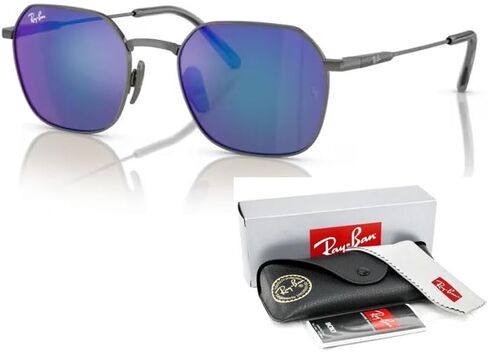 Ray-Ban Jim Titanium RB8094 Hexagonal Sunglasses for Men for Women + BUNDLE With Designer iWear Complimentary Eyewear Kit in Saudi Arabia