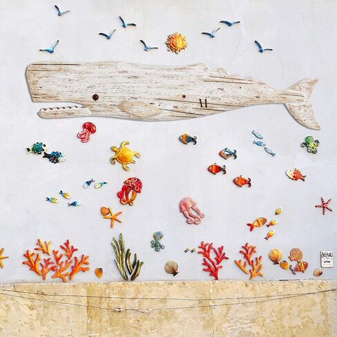 K KILIPES Wood Whale Nautical Wall Decor Rustic Beach Theme Wooden Whale Wall Hanging Sculpture Bathroom Nursery Bedroom Ocean Coastal Themed Home Decor (1) in Saudi Arabia