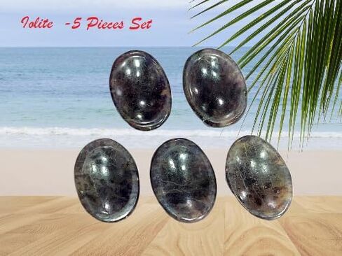 GEMSCITE Natural Gemstone 5 PCS YELLOW AVENTURINE Thumb Worry Stones Crystal Healing Reiki Pocket Palm Stone Positive Energy Love Wellness with Pouch & Crystal Info Cards in Kuwait