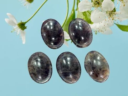 GEMSCITE Natural Gemstone 5 PCS YELLOW AVENTURINE Thumb Worry Stones Crystal Healing Reiki Pocket Palm Stone Positive Energy Love Wellness with Pouch & Crystal Info Cards in Kuwait