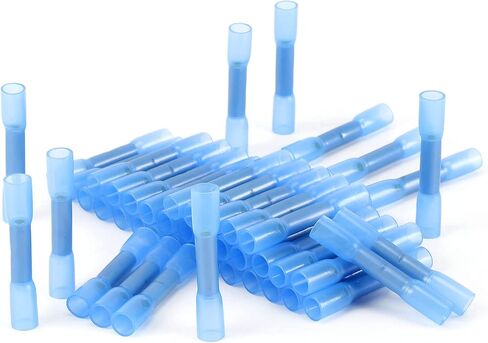 100PCS Heat Shrink Wire Connectors Electrical Connectors Red Insulated Waterproof Electrical Wire Connectors Automotive Marine Electrical Terminals Kit Grade Wire Crimp Terminals Butt Splices(Blue) in Saudi Arabia
