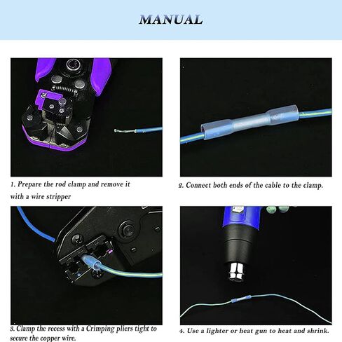 100PCS Heat Shrink Wire Connectors Electrical Connectors Red Insulated Waterproof Electrical Wire Connectors Automotive Marine Electrical Terminals Kit Grade Wire Crimp Terminals Butt Splices(Blue) in Saudi Arabia