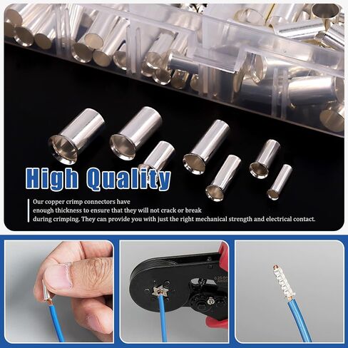 Glarks 490Pcs 11 Sizes Wire Ferrules Kit AWG 2 4 6 8 10 12 14 16 Copper Crimp Connector Non Insulated Ferrules Pin Cord End Terminals Assortment Kit in Saudi Arabia