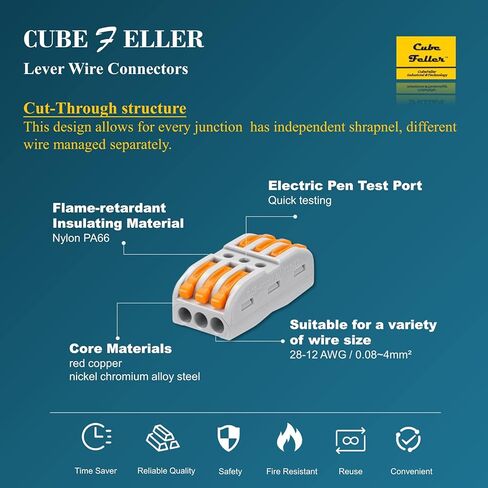 مجموعة موصلات أسلاك رافعة CUBEFELLER® (35 قطعة)، للتوصيلات المضمنة 2/3 دائرة 28-12 AWG، مجموعة متنوعة من الموصلات الكهربائية، مجموعة موصلات سلك الربط المدمجة، سلك توصيل سريع in Kuwait