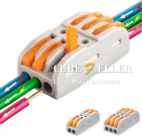 مجموعة موصلات أسلاك رافعة CUBEFELLER® (35 قطعة)، للتوصيلات المضمنة 2/3 دائرة 28-12 AWG، مجموعة متنوعة من الموصلات الكهربائية، مجموعة موصلات سلك الربط المدمجة، سلك توصيل سريع in Kuwait