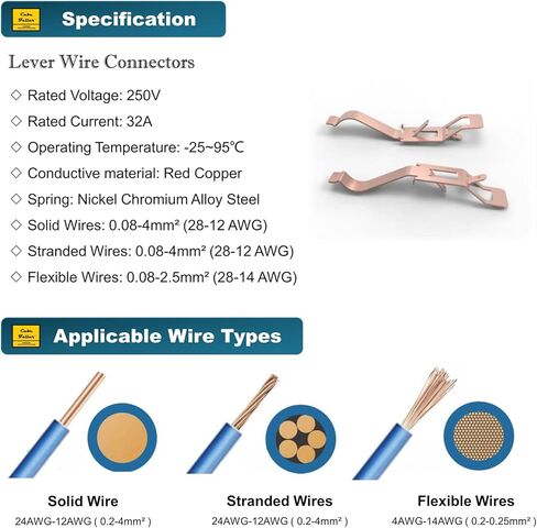 مجموعة موصلات أسلاك رافعة CUBEFELLER® (35 قطعة)، للتوصيلات المضمنة 2/3 دائرة 28-12 AWG، مجموعة متنوعة من الموصلات الكهربائية، مجموعة موصلات سلك الربط المدمجة، سلك توصيل سريع in Kuwait