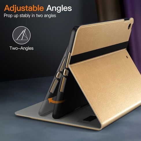 حافظة JETech لجهاز iPad 6/5 (9.7 بوصة، موديل 2018/2017، الجيل السادس/الخامس)، غطاء تابلت واقٍ من جلد البولي يوريثان مع حامل أقلام وجيب، رؤية متعددة الزوايا (أسود) in Saudi Arabia