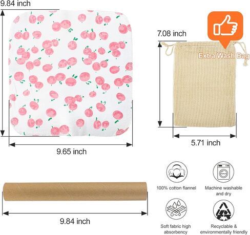 Reusable Paper Towels -Value 25 Pack Washable Cotton Soft Absorbent Cloth Placemats for Kitchen Dining Table with Wash Bag Sustainable Eco Friendly in Saudi Arabia