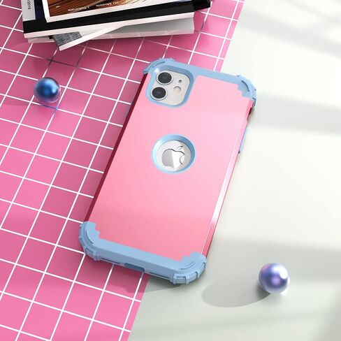 IDweel for iPhone 11 Case with Screen Protector(Tempered Glass), Hybrid 3 in 1 Shockproof Slim Fit Heavy Duty Protection Hard PC Cover Soft Silicone Bumper Full Body Case,Rose Gold in Saudi Arabia