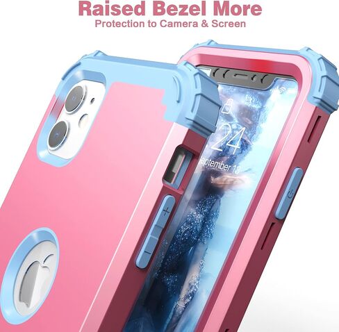 IDweel for iPhone 11 Case with Screen Protector(Tempered Glass), Hybrid 3 in 1 Shockproof Slim Fit Heavy Duty Protection Hard PC Cover Soft Silicone Bumper Full Body Case,Rose Gold in Saudi Arabia