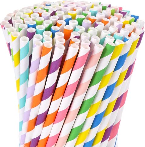 HAKACC Disposable Paper Straws for Drinking, 10 Different Pattern Party Straws for Birthday Wedding and Holiday DIY Decorations in Saudi Arabia