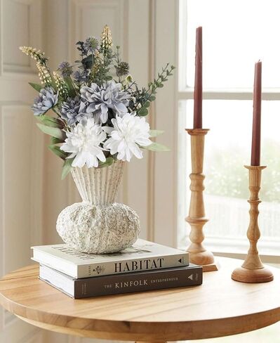 Artificial Fake Flowers Bouquet White Grey Silk Flower for Craft Arrangements Wedding Bouquets Faux Flowers for Vase for Kitchen Garden Home Party Table Décor (White Grey) in Saudi Arabia