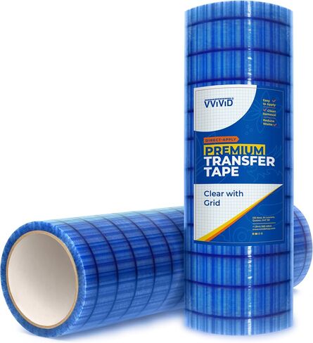 VViViD Premium Direct-Apply Transfer Tape Clear with Grid, Medium-High Tack for Crafting Vinyl, 6" x 50’ Easy-Apply Paper for Cricut, Sillhouette, Decals and Lettering in Saudi Arabia