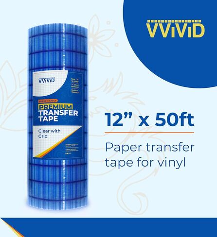 VViViD Premium Direct-Apply Transfer Tape Clear with Grid, Medium-High Tack for Crafting Vinyl, 6" x 50’ Easy-Apply Paper for Cricut, Sillhouette, Decals and Lettering in Saudi Arabia
