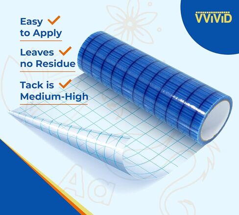 VViViD Premium Direct-Apply Transfer Tape Clear with Grid, Medium-High Tack for Crafting Vinyl, 6" x 50’ Easy-Apply Paper for Cricut, Sillhouette, Decals and Lettering in Saudi Arabia