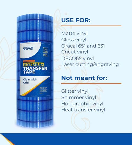 VViViD Premium Direct-Apply Transfer Tape Clear with Grid, Medium-High Tack for Crafting Vinyl, 6" x 50’ Easy-Apply Paper for Cricut, Sillhouette, Decals and Lettering in Saudi Arabia