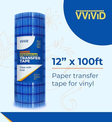 VViViD Premium Direct-Apply Transfer Tape Clear with Grid, Medium-High Tack for Crafting Vinyl, 6" x 50’ Easy-Apply Paper for Cricut, Sillhouette, Decals and Lettering in Saudi Arabia