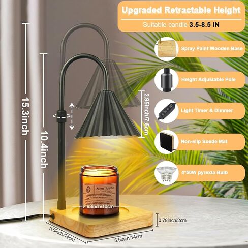 Candle Warmer Lamp with Timer Dimmable Bedroom Decorative Candle Lamp for Different Shapes and Sizes of Candles, with 4 Bulbs, Mother's Day gifts in Saudi Arabia