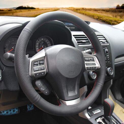 Loncky Genuine Leather Custom Steering Wheel Covers for Subaru Forester 2014-2016 XV Crosstrek 2013-2015 Subaru Legacy 2012-2014 Impreza 2012-2015 Outback 2012-2014 Accessories in Saudi Arabia