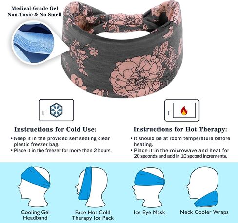 Crimmy Migraine Headache Relief Cap, Cooling Gel Headband Neck Wrap Hat Mask, Soothing Ice Pack Head Face Cold Compress for Tension Stress & Hangover in Saudi Arabia