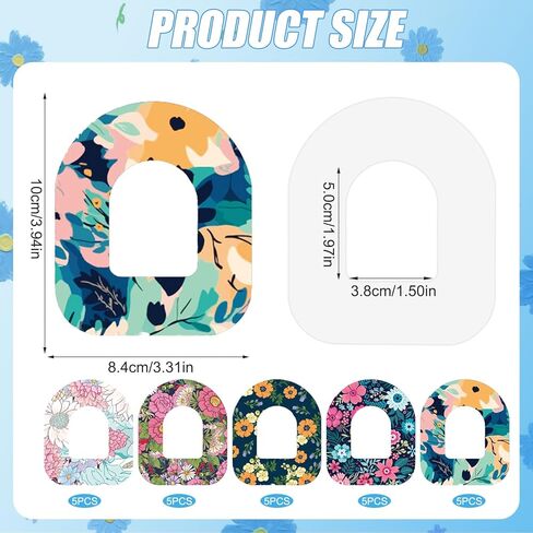 25pcs Adhesive Patches for Omnipod 5, Waterproof & Sweatproof Insulin Sensor Cover Adhesive Tape Glucose Monitor Protective Sticker Compatible with Omnipod 5 Overpatches (Floral Styles) in Saudi Arabia