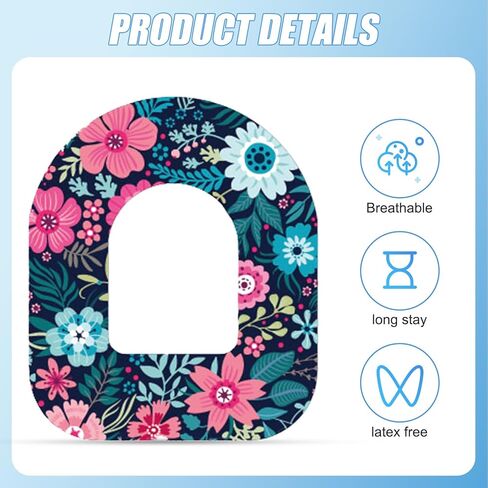 25pcs Adhesive Patches for Omnipod 5, Waterproof & Sweatproof Insulin Sensor Cover Adhesive Tape Glucose Monitor Protective Sticker Compatible with Omnipod 5 Overpatches (Floral Styles) in Saudi Arabia