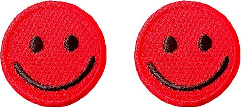 مجموعة PLpatch مكونة من قطعتين صغيرتين. بقع صغيرة Happy Smile Fun Happy Feeling Patches لطيف الكرتون logo1 خياطة الحديد على شارة زين مطرزة علامة التصحيح الملابس زي (الأزرق) in Kuwait