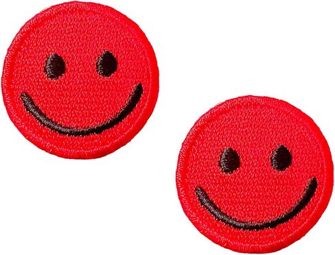 مجموعة PLpatch مكونة من قطعتين صغيرتين. بقع صغيرة Happy Smile Fun Happy Feeling Patches لطيف الكرتون logo1 خياطة الحديد على شارة زين مطرزة علامة التصحيح الملابس زي (الأزرق) in Kuwait
