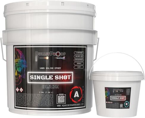 راتنجات مضادة للرصاص: طلقة واحدة | مجموعة راتنجات إيبوكسي صلبة بنسبة 100% (3 جالون) خالية من المذيبات، طبقة نهائية لامعة مكونة من مكونين - مركبات عضوية متطايرة منخفضة! الاستخدام الصناعي، الكراجات، الأرضيات، الخشب، الأكريليك والمزيد! (واضح) in Kuwait