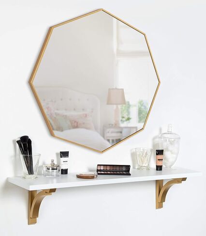 Kate and Laurel Rhodes Mid-Century Octagon Mirror, 30.75 x 30.75, Gold, Sophisticated Modern Mirror for Wall in Saudi Arabia