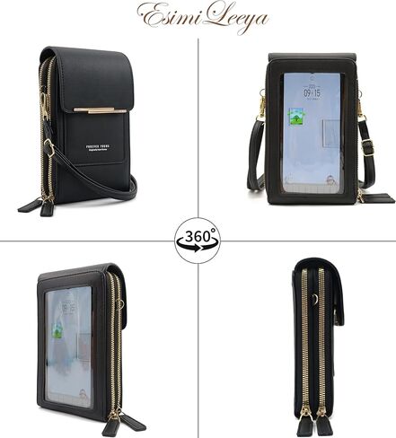 Esimileeya حقائب كروس صغيرة للهاتف الخليوي للنساء المحافظ العصرية حقيبة كتف وظيفية تعمل باللمس مع فتحات لبطاقة الائتمان in Kuwait
