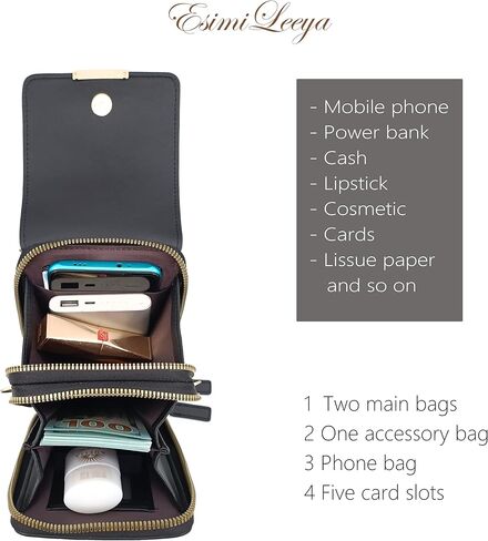 Esimileeya حقائب كروس صغيرة للهاتف الخليوي للنساء المحافظ العصرية حقيبة كتف وظيفية تعمل باللمس مع فتحات لبطاقة الائتمان in Kuwait