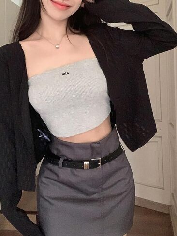 SHENHE Women's Open Front Lightweight Long Sleeve Crop Top Sweater Cardigan Outerwear in Saudi Arabia