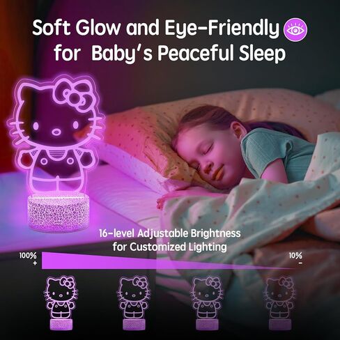 Kitty Night Light Room Decor, Cute Birthday Gifts for Little Girls Kids, Kitty Stuff for Bedroom Decorations, Smart Cat Lamp with Remote Control, Dimmer, Timer, RGB Lights, 3D Cute Stickers in Saudi Arabia