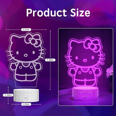 Kitty Night Light Room Decor, Cute Birthday Gifts for Little Girls Kids, Kitty Stuff for Bedroom Decorations, Smart Cat Lamp with Remote Control, Dimmer, Timer, RGB Lights, 3D Cute Stickers in Saudi Arabia