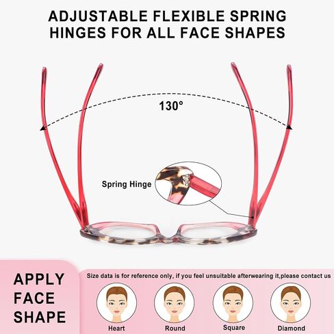 CHOFILORD 6 Pack Cat Eye Reading Glasses for Women Fashion Cute Blue Light Blocking Computer Readers Spring Hinge in Kuwait