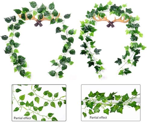6.7 قدم 2 جدائل من أوراق اللبلاب الاصطناعي، الكروم المزيفة، أوراق خضراء معلقة نباتات وهمية، الكروم لغرفة الزفاف وحفلات الحديقة والجدران الخارجية والمنزل والمطبخ ديكور المكتب in Kuwait