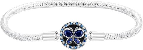 Butterfly Heart Stars and Moon Pattern Charms Bracelet Fit Charms 925 Sterling Silver with 5A Cubic Zirconia Basic Snake Chain Bracelet for Women Christmas Valentine Mother's Day Gift in Saudi Arabia