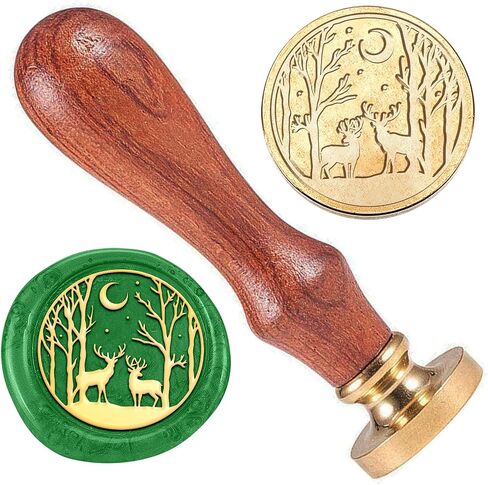 ختم شمع السمك المنتفخ، ختم شمع نحاسي مقاس 1 بوصة، رأس ختم شمع السمك الكلاسيكي مع مقبض خشبي للأظرف لتزيين دعوات الحفلات وبطاقات النبيذ وتعبئة الهدايا in Kuwait
