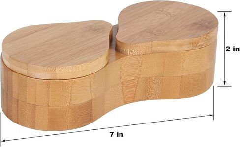 Lily's Home Double Round Bamboo Container, Spices Storage Jar, Salt and Pepper Wooden Box in Saudi Arabia