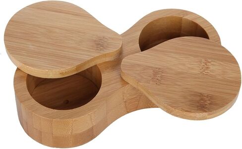 Lily's Home Double Round Bamboo Container, Spices Storage Jar, Salt and Pepper Wooden Box in Saudi Arabia